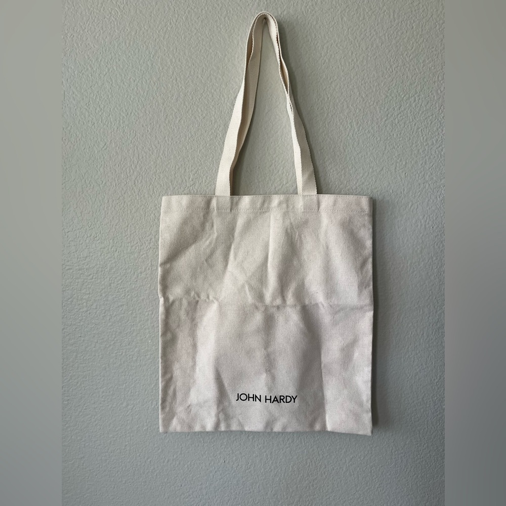 John Hardy Branded Off White & Orange Reusable Tote Bag in One Size